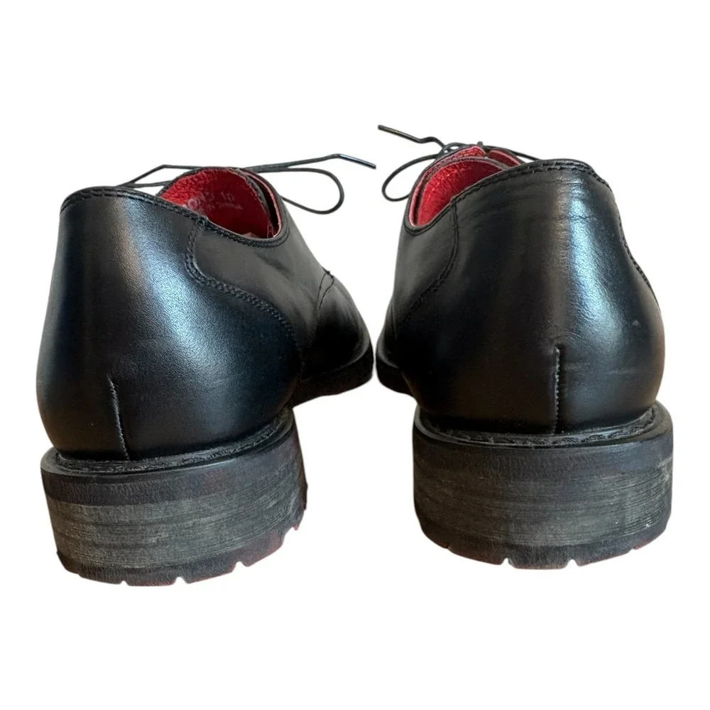 Robert Wayne Soho Mens Black Leather Red Lug Sole Derby Dress Shoes Size 10